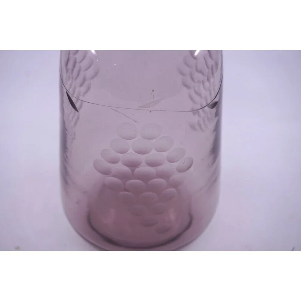 Pink Depression Glass Vase Etched Embossed Glass Grape Design